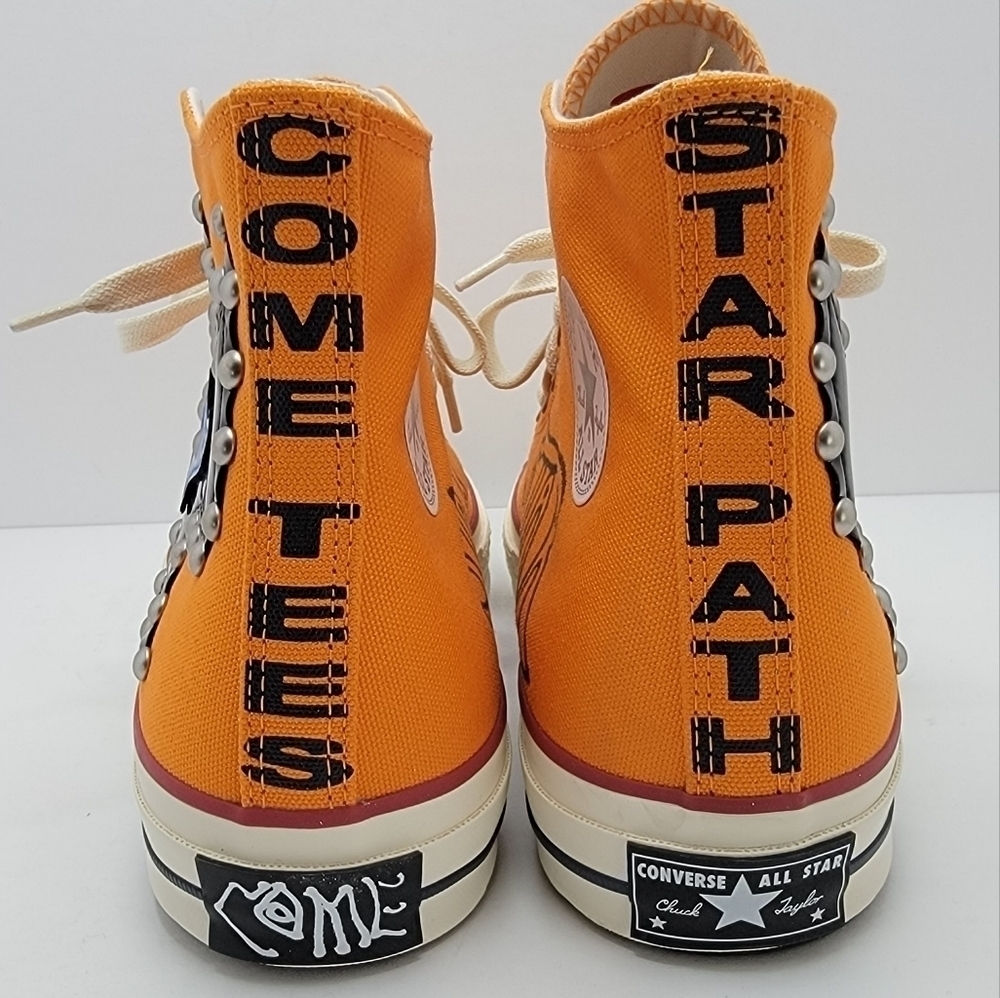 Converse × Come Tees Chuck 70s Star Path orange canvas hi-top sneakers WMS 6.5 - Picture 10 of 17